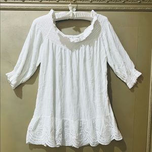 Lovely Tory Burch White Peasant Blouse, XL